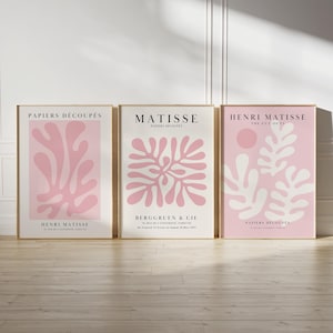 Set of 3 Blush Pink Matisse Prints, Modern Art Posters, Pink Wall Art, Digital DOWNLOAD, Pastel Matisse Printable Art, Light Pink Art Decor