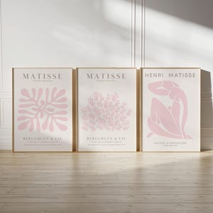 Pink Henri Matisse Poster Set of 3 Pink Wall Art Exhibition Prints Digital Download Pink Wall Art Pink Home Decor Abstract Art Matisse Print