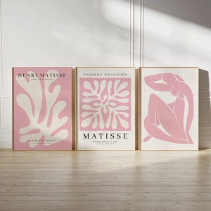 Blush Pink Matisse Print Set of 3: Botanical Gallery Wall Art (Digital Download)