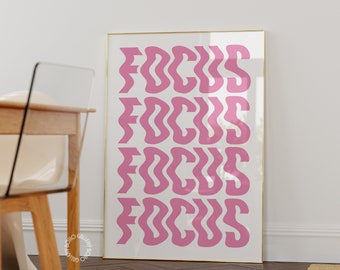 Focus Pink Poster: Retro Trendy Preppy Wall Art (Digital Download)
