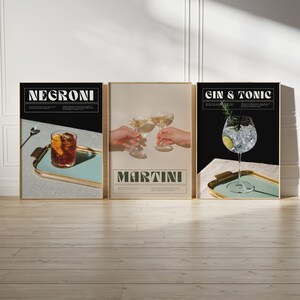 Barwagen Drucke, Martini Kunstdruck, Barwagen Wanddekoration, Cocktail Poster, Martini Wandkunst, Galeriewandset, Alkohol Druck, NYC Aesthetic