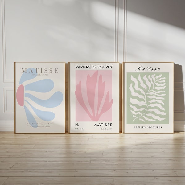 Danish Pastel Decor Matisse Print Set of 3 Aesthetic Wall Art Digital Download Aesthetic Room Decor Danish Pastel Posters Gallery Wall Art