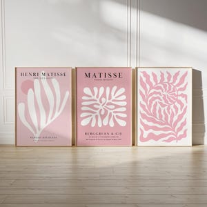 Pink Matisse Print Set Digital Download Gallery Wall Set Botanical Wall Decor Blush Pink Matisse Posters Bedroom Wall Art Exhibition Poster