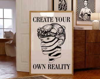 Trippy Psychedelic Poster, Retro Y2K Wall Art (Digital Download)