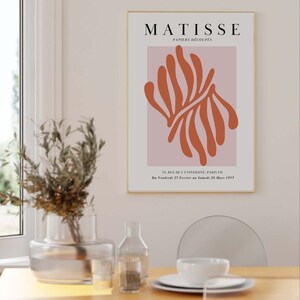 Matisse Print Gallery Wall art Pink Cut out Matisse Leaf Print Danish pastel prints Berggruen and cie Botanical Art Matisse Flower Vintage