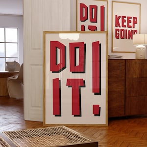 Vivid Red Typography Poster - Modern Wall Art - Unique Typographic Print - Home Office Decor - Type Design - Motivational Message Print