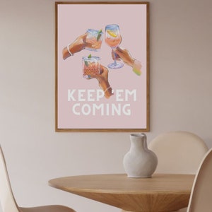 Retro Martini Print: Pink Barwagen Kunst, 70er Jahre Jubel (Digitaler Download) Bild 5