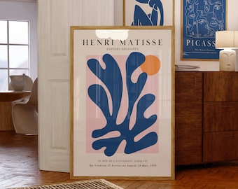 Matisse Estampado floral Matisse Estampado Berggruen y cie Azul marino Decoración pastel danesa Matisse Estética Hoja Papiers Decoupes Recortes de Matisse