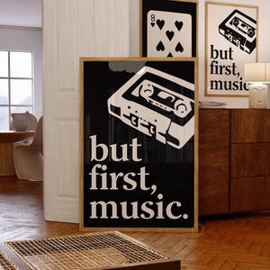 Retro Cassette Tape Print: Schwarz weiß Mix Tape Musik Wand Kunst (Digitaler Download)