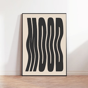 Wellenförmiger Druck Retro Wand Kunst Monochrome Wand Kunst Teenager Raum Druck Großes druckbares Chaos Print Poster Retro Zitat Wanddruck Retro Text Poster