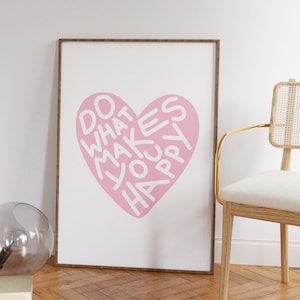 Art mural coeurs roses, décoration preppy, art imprimable, art mural tendance pour dortoir, décoration de la chambre universitaire, impression esthétique, art coeurs abstraits roses