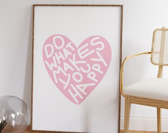 Roze harten muur kunst preppy kamer decor afdrukbare kunst trendy slaapzaal kunst aan de muur college kamer decor esthetische print roze abstracte harten kunst