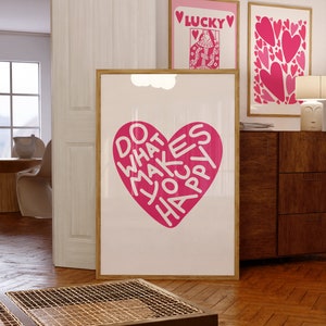 Cute Retro Heart Print Daily Affirmations Pink Wall Art Retro Wall Decor Aesthetic Dorm Room Decor DOWNLOAD Love Poster Trendy Wall Art