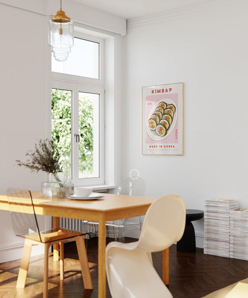 Cartel de Gimbap, impresión de comida coreana, cartel de cocina imprimible, descarga digital, cartel de Ramen, decoración de pared de cocina, ilustración de arte de pared de comida asiática imagen 6