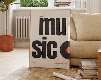Retro Vinyl Record Music Poster: Eclectic Typography Art (Digital Print)