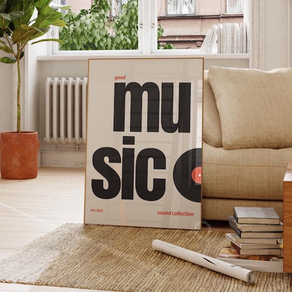 Retro Vinyl Record Music Poster: Eclectic Typography Art (Digital Print)