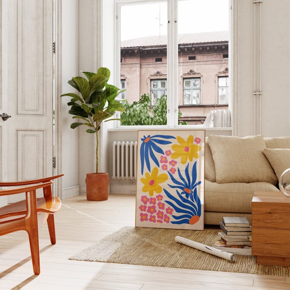 Abstract Botanical Flower Market Print: Vibrant Floral Wall Art (Digital Download)