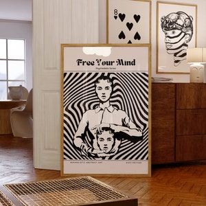 Arte de pared psicodélico de los años 70, póster vintage, póster psicodélico, impresión de aura, póster psicodélico, arte de pared retro, descarga digital.