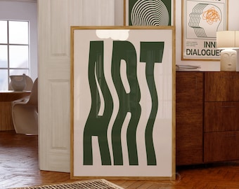Green Retro Typography Print: Mid Century Modern Bauhaus Art (Digital Download