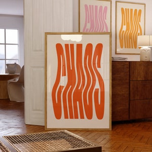CHAOS Poster Chaos Zitat Poster Großes druckbares Digitaldruck Ästhetische Kunst Druck Trendige Wandkunst Orange Wanddekor CHAOS Druck A1, A2, A4