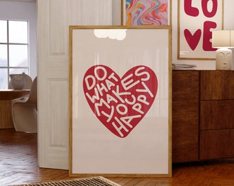 Zachtroze hart liefde print typografie poster roze appartement decor instant digitale muurkunst moderne kleurrijke roze muur kunst maximalist poster