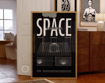 Psychedelische ruimtekunstprint: retro Y2K-huisdecor (digitale download)