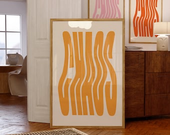 Chaos Wavy Print Set: Retro Typography Wall Art (Digital Download)
