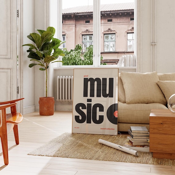 Retro Vinyl Record Music Poster: Eclectic Typography Art (Digital Print)