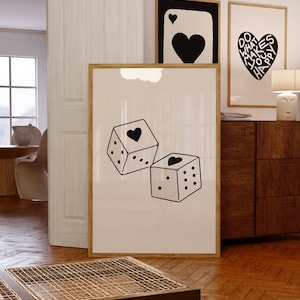 Trendy Retro Dice Print Quirky Poster Retro Poster Lucky Dice Print Roll The Dice Print Heart Dice Poster Lucky You Digital Print Printable
