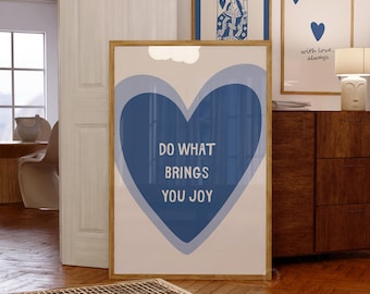 Imprimé coeurs bleus : décoration tendance pour dortoir (téléchargement numérique)