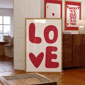 Love Heart Print: Trendy Red Typography Poster (Digital Download)