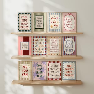 Retro Classroom Set of 12 Prints: Teacher Wall Art Collection, Educational Posters (Digital Download)