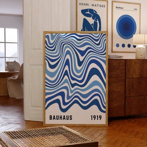 blue bauhaus art print