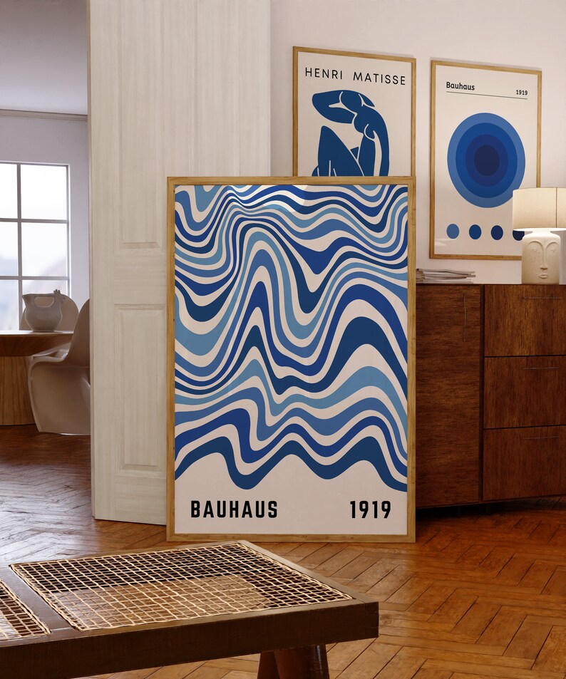 blue bauhaus art print