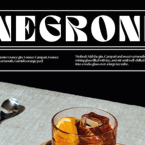 Cocktail Print Negroni Poster Retro Bar Cart Decor Alcohol Prints Gallery Wall Art Bar Wall Art Poster Digital Download Printable Wall Art