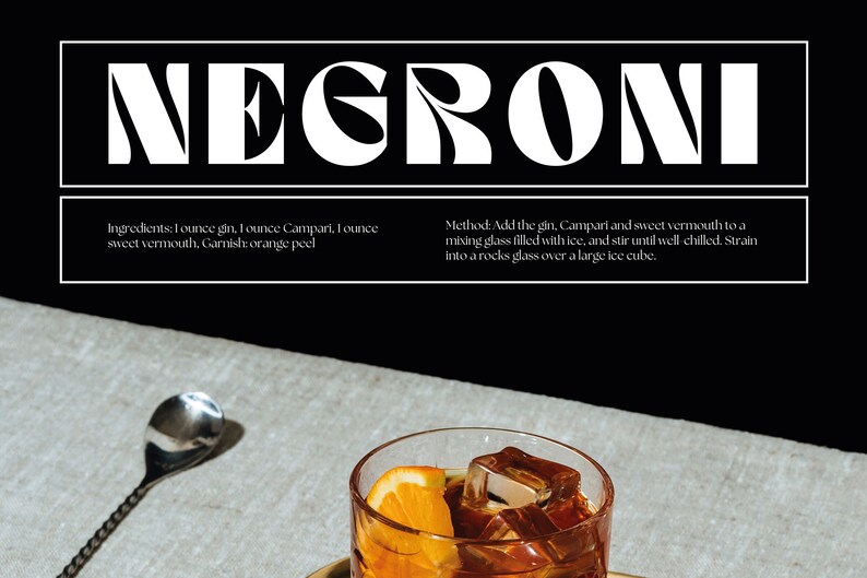 Cocktail Print Negroni Poster Retro Bar Cart Decor Alcohol Prints Gallery Wall Art Bar Wall Art Poster Digital Download Printable Wall Art