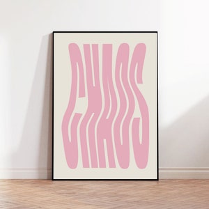 Affiche de typographie rose moderne - impression abstraite ondulée - art déco contemporain - art mural minimaliste - impressions numériques - art mural tendance
