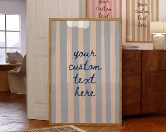 Vintage Striped Personalised Print: Custom Quote & Sayings Wall Art, Song Lyrics Typography, Digital Download