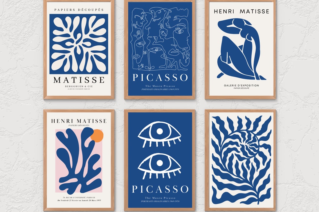 Navy Blue Henri Matisse Print Set of 6 Blue Wall Art Matisse - Etsy