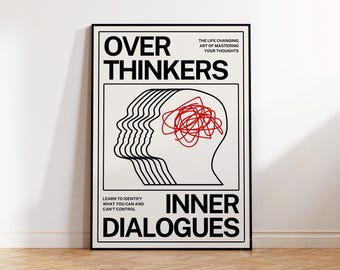 Overthinkers Inner Dialogues Poster: Vintage Mental Spiral Art, Trendy Office Decor (Physical Print, UNFRAMED)