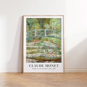 Monet Water Lilies Print: Bridge Over Pond, Impressionist Art (Digital Download)