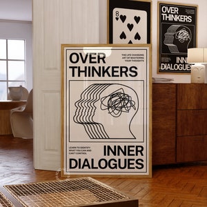 Overthinkers Typography Poster, Trendy Wall Art, Type Poster, Gallery Wall Art, Printable Art, Mid Century Modern, Modern Digital Prints