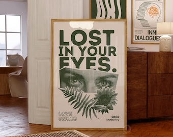 Lost In Your Eyes Vintage Poster, 70er Jahre Retro Wandbild (Digitaler Download)