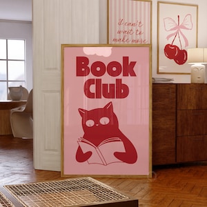 Pink Aesthetic Book Print, Red Pink Wall Art, Coquette Book Poster, Trendy Set of 9 Cute Preppy Room Decor, Pink Girly Art, Digital Download