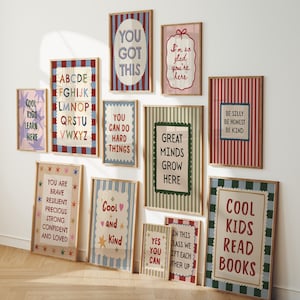 Retro Classroom Set of 12 Prints: Teacher Wall Art Collection, Educational Posters (Digital Download)