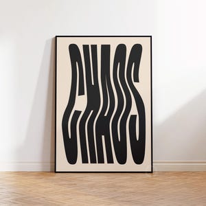Black Chaos Wavy Print: 70s Retro Bauhaus Poster (Digital Download)