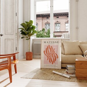 Matisse Pink Abstract Plant Print: Danish Pastel Wall Art (Digital Download) image 3