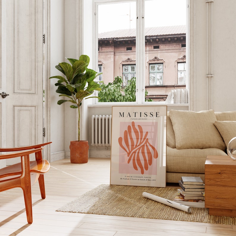 Matisse Pink Abstract Plant Print: Danish Pastel Wall Art (Digital Download) image 3