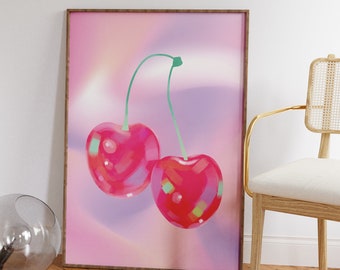 Cherries Art Print | Retro Preppy Y2K Dorm Decor (Digital Download)
