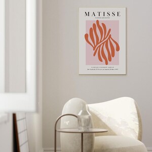 Matisse Print Gallery Wall art Pink Cut out Matisse Leaf Print Danish pastel prints Berggruen and cie Botanical Art Matisse Flower Vintage